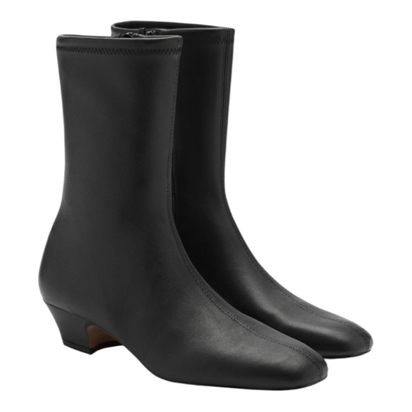 Mango Shoes - 🆕 NIB MANGO Classic Black Stretch SHEEPSKIN LEATHER Booties with Low Heel Size 9